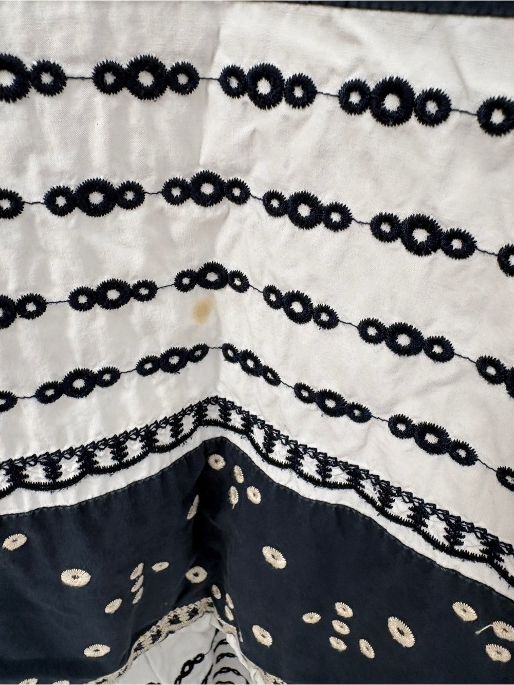 Navy and White Tiered Eyelet Sleeveless Swing Dress - Picture 5 of 9